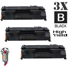 3 Pack Hewlett Packard CE505X HP05X High Yield Laser Toner Cartridges