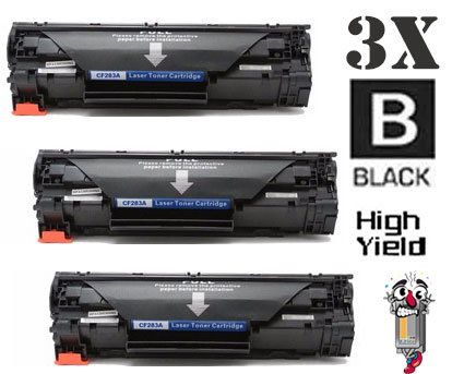 3 Pack Hewlett Packard CF283X HP83X Laser Toner Cartridges