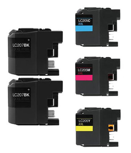 5 Pack Brother LC207 LC205 Ink Cartridges