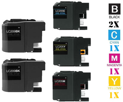 5 Pack Brother LC209 LC205 Ink Cartridges