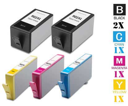 5 Pack Hewlett Packard HP902XL High Yield Ink Cartridges