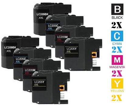 8 Pack Brother LC209 LC205 Ink Cartridges